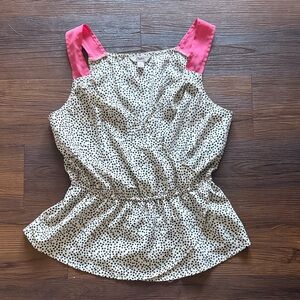 Polka Dot Sleeveless Top with Pink Straps